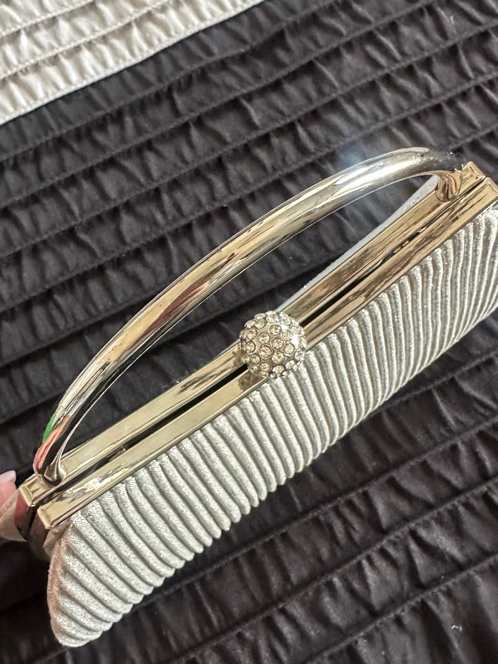 Silver Evening Handbag with Top Handle - Picture 4 of 5